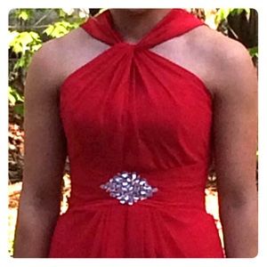 Red corset prom dress